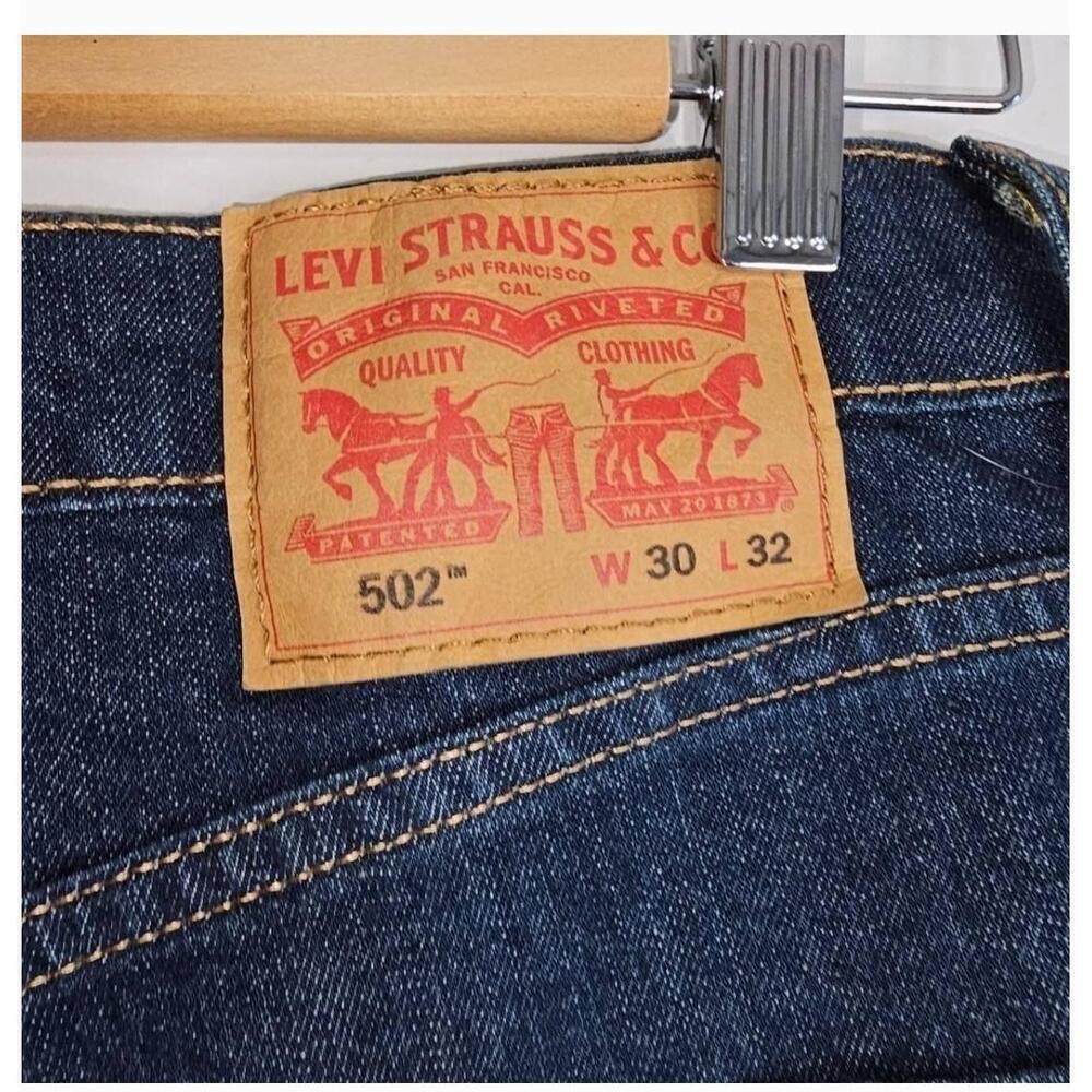 Levi's 502 Men's Blue Slim Fit Dark Wash Stretch Jeans Size 30x32 - Picture 6 of 8